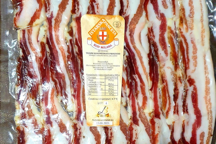 Sliced Istrian pancetta, Buršić